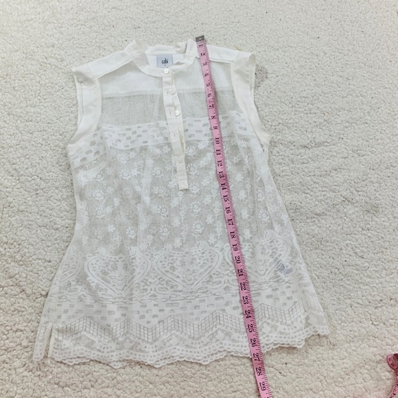 Cabi white sheer prudence blouse spring Easter sm - Picture 3 of 6